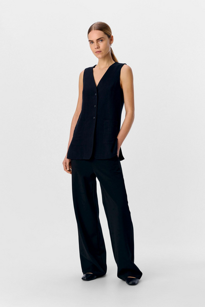 Objsanne Re Long Vest Div - Black - Object-4
