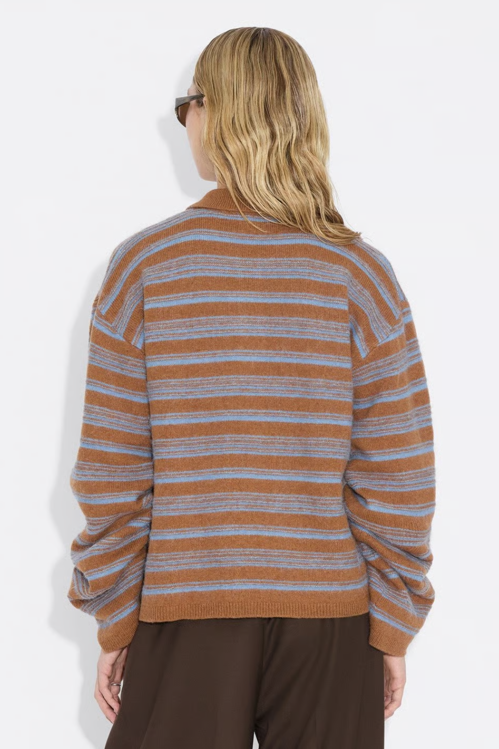 Olivia Wool Polo - Brown Stripe - Holzweiler