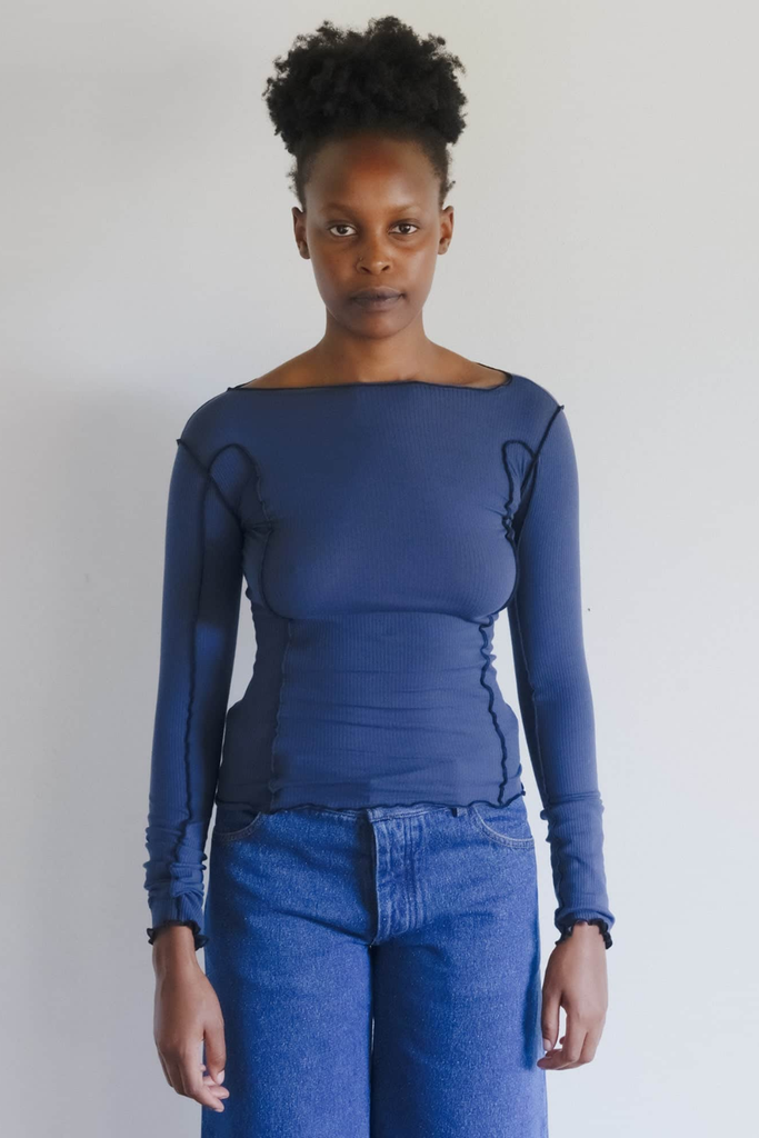 Omato Long Sleeve Tee - Preston Blue - Baserange