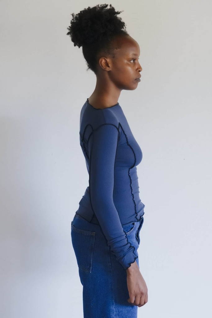 Omato Long Sleeve Tee - Preston Blue - Baserange
