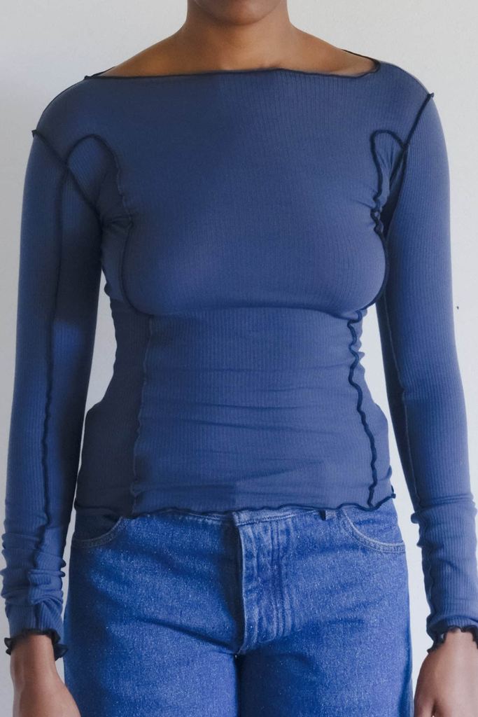 Omato Long Sleeve Tee - Preston Blue - Baserange
