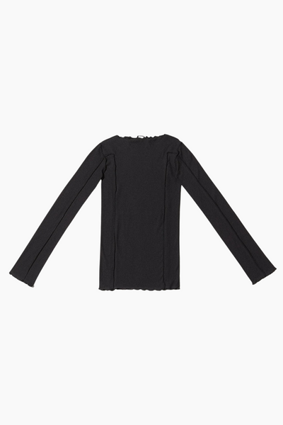 Omato Long Sleeve Tee Organic Cotton Rib - Black - Baserange-4