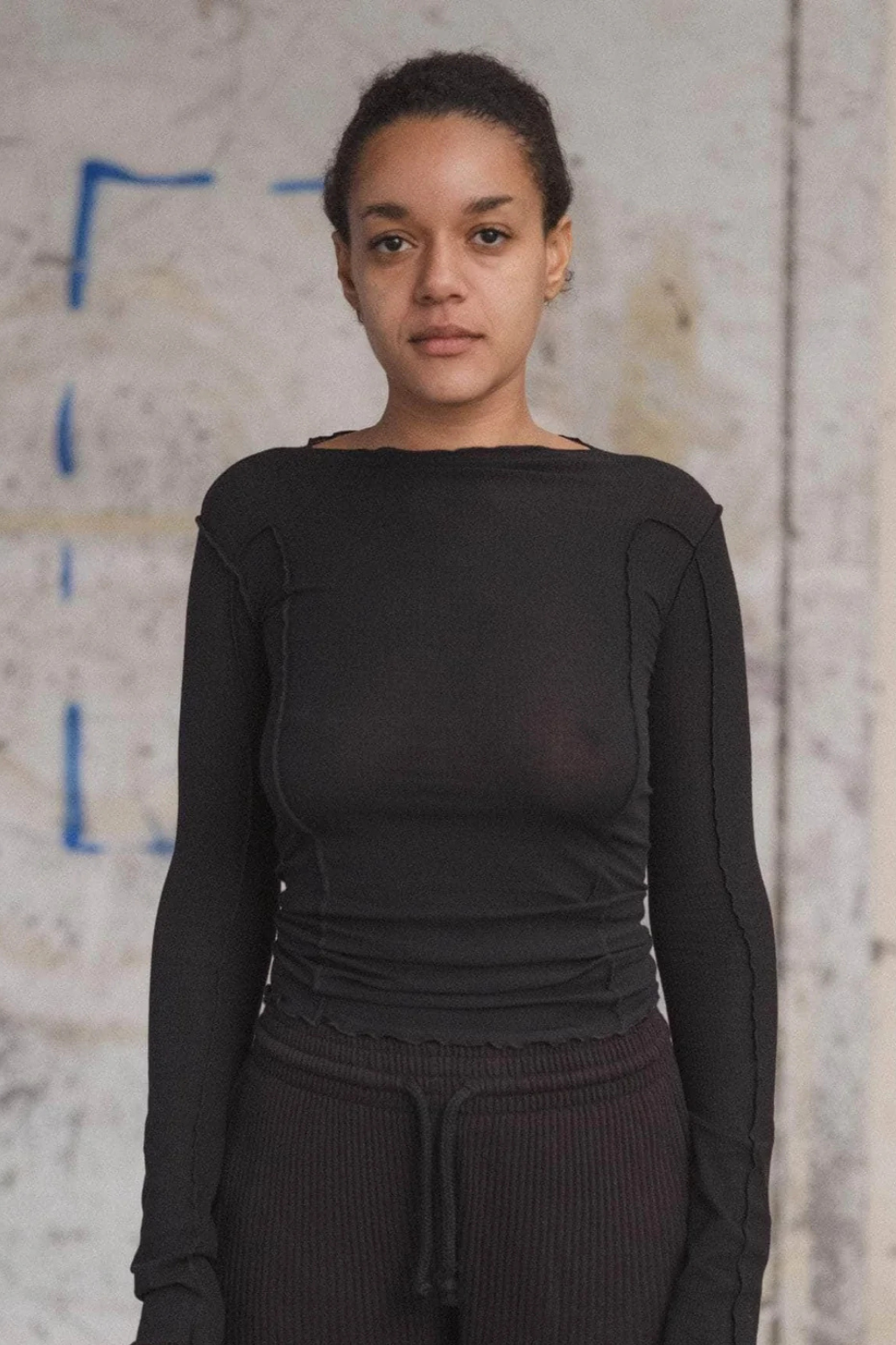 Omato Long Sleeve Tee Organic Cotton Rib - Black - Baserange