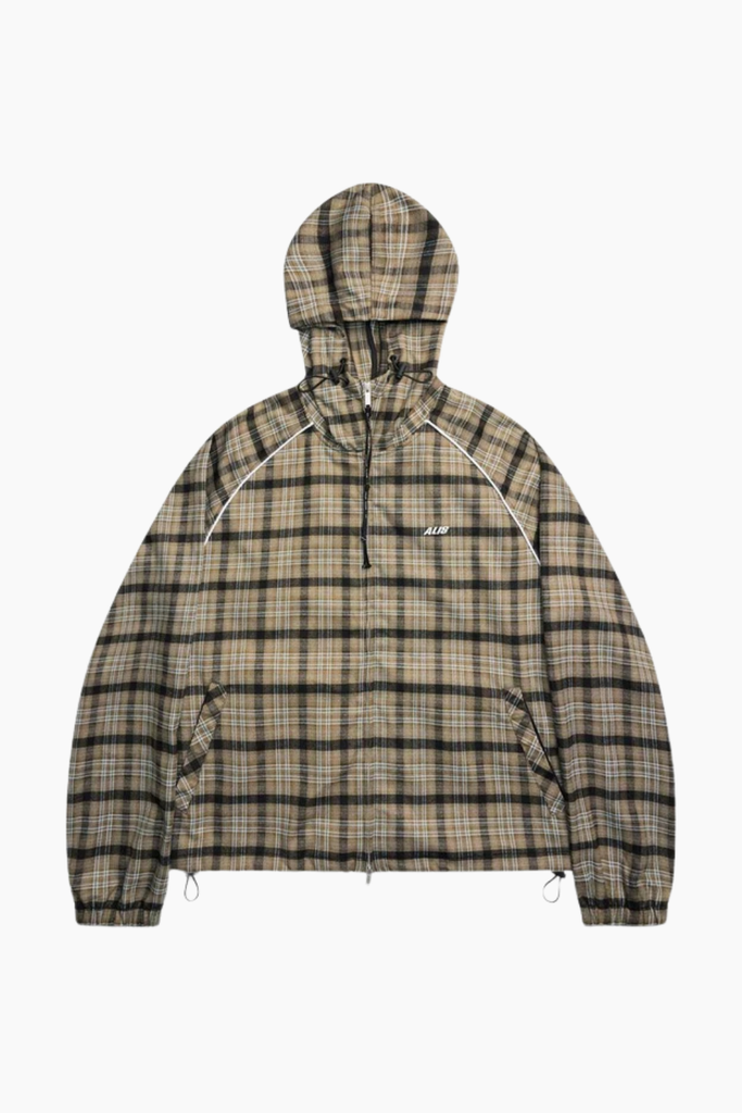 Orby Hooded Jacket - Sand/Blue Tartan - ALIS