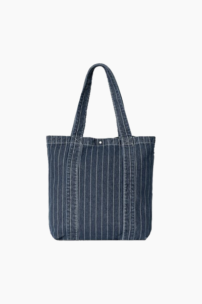 Orlean Tote Bag - Orlean Stripe, Black/White Stone Washed - Carhartt WIP