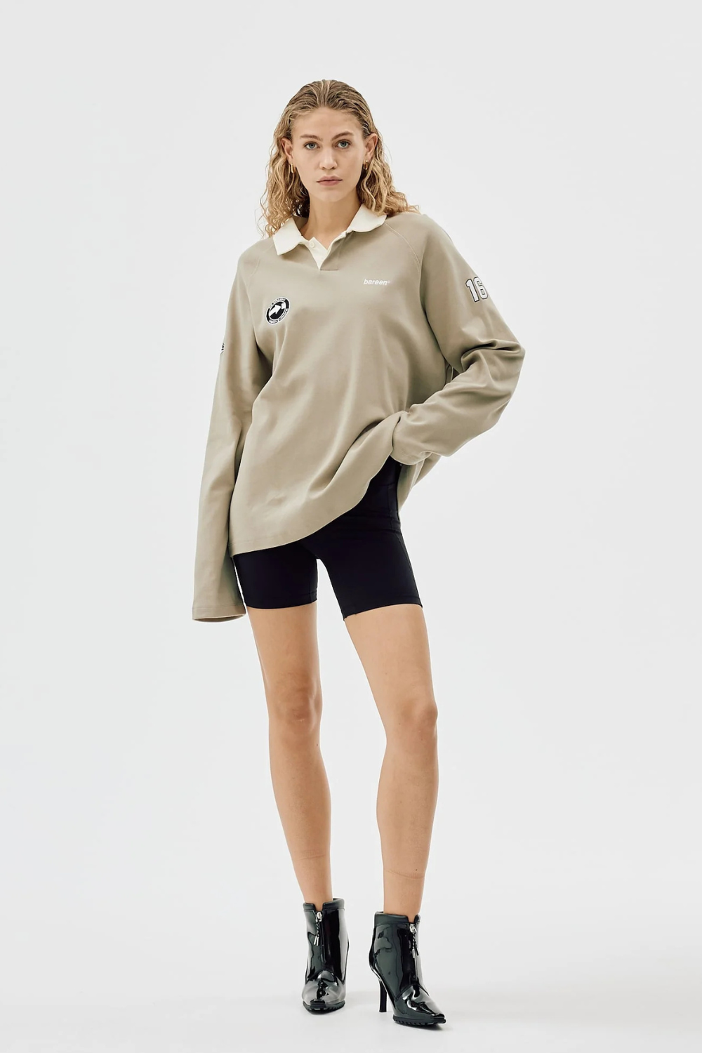 Oversized Polo Long Sleeve - Laurel Oak - bareen