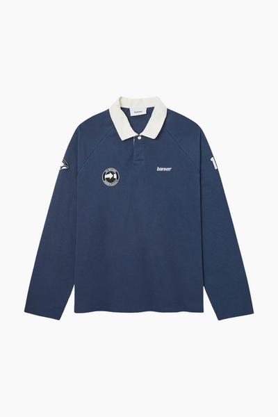 Oversized Polo Long Sleeve - Medieval Blue - bareen