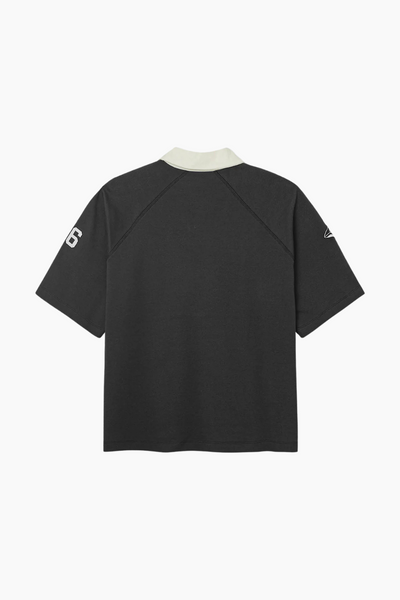 Oversized Polo Short Sleeve - Black - bareen