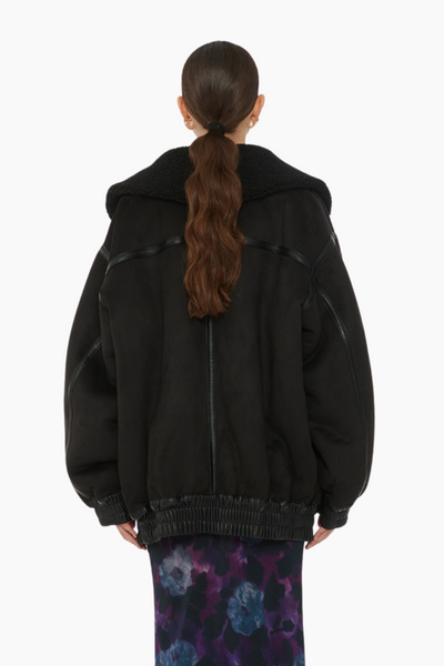 Oversized Bomber Jacket - Black - ROTATE