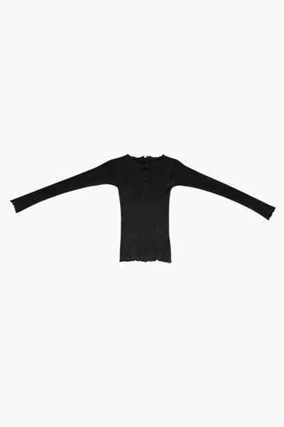 Pama Long Sleeve Tee Organic Cotton Rib - Black - Baserange-3