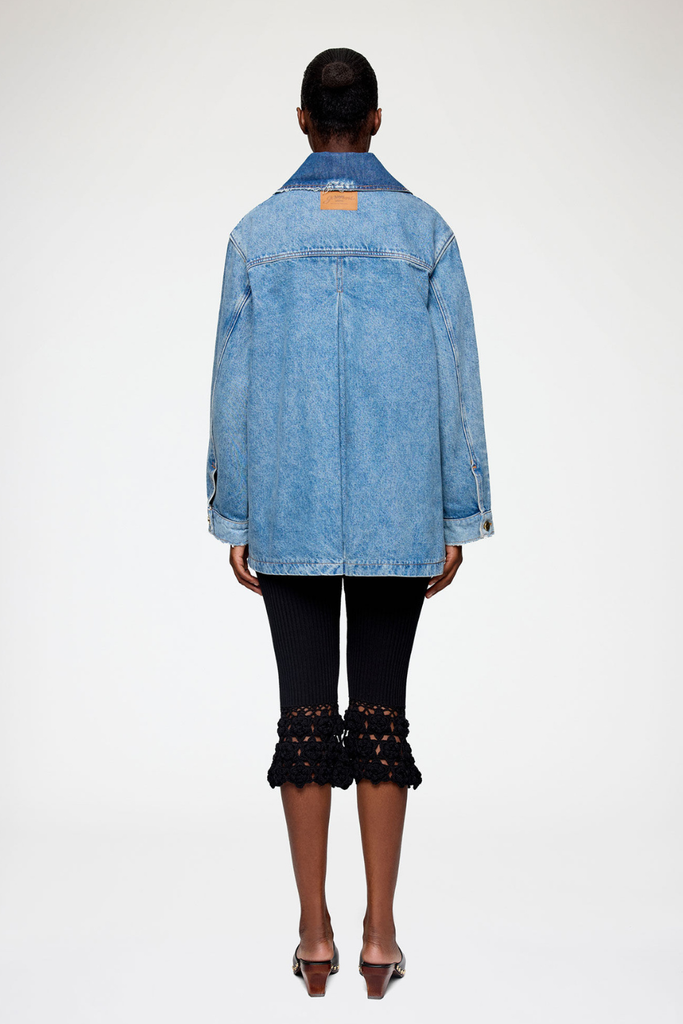 Patchwork Denim Midi Jacket A1010179 - Mid Blue Vintage - GANNI