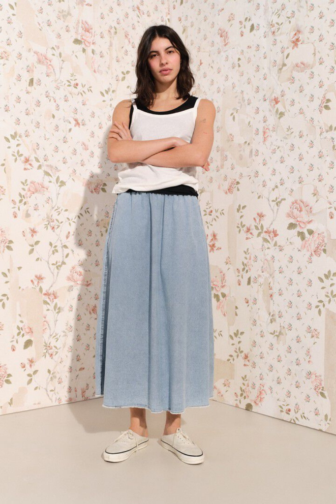 Paybou Women's Skirt - Blue Snow - American Vintage