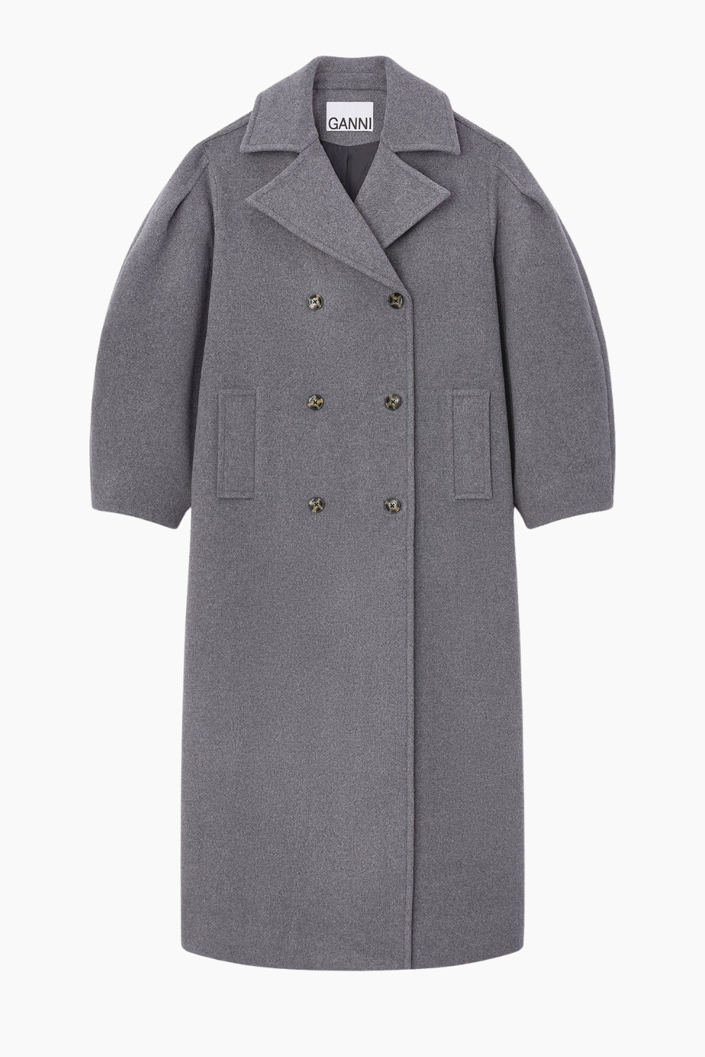 Peacoat Wool Long Coat W0929 - Pewter - GANNI