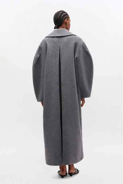 Peacoat Wool Long Coat W0929 - Pewter - GANNI