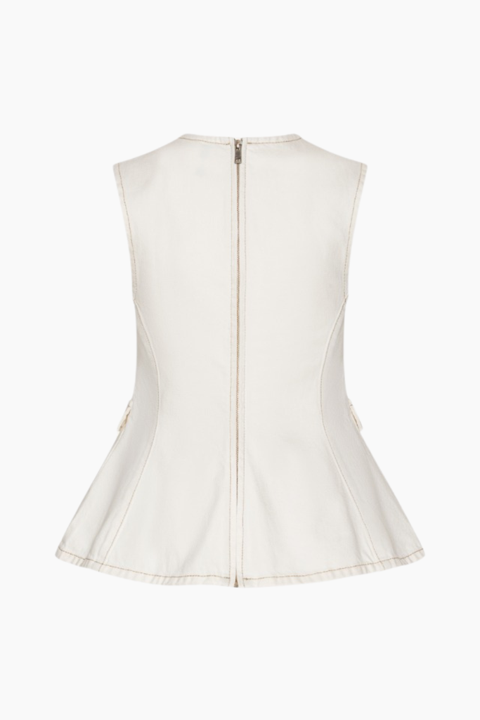 Peplum Denim Top - Raw White Denim - Rotate