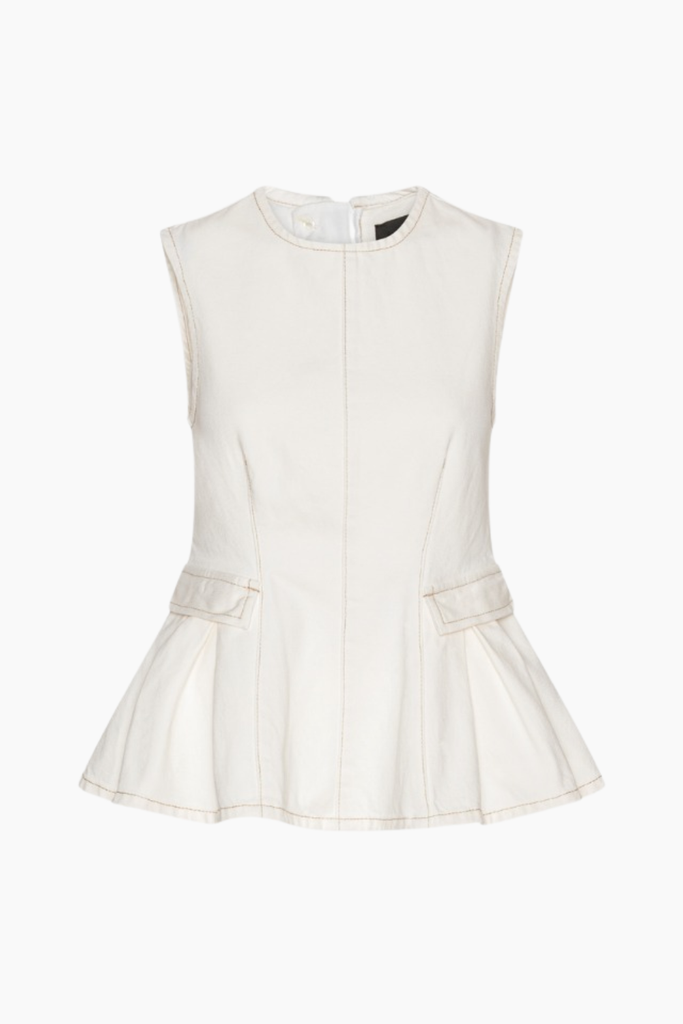 Peplum Denim Top - Raw White Denim - Rotate