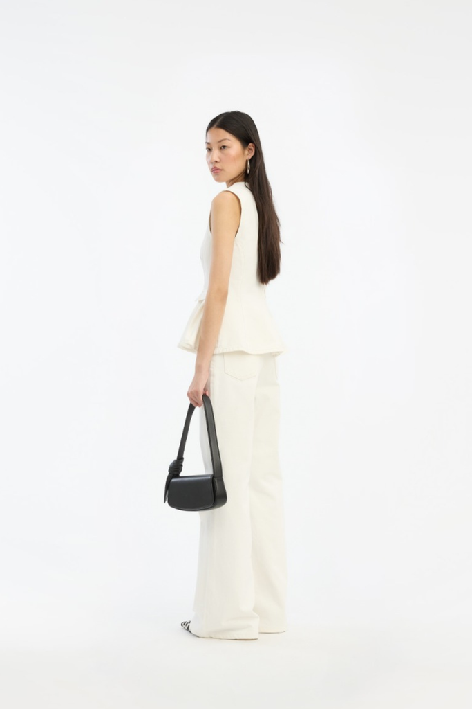 Peplum Denim Top - Raw White Denim - Rotate