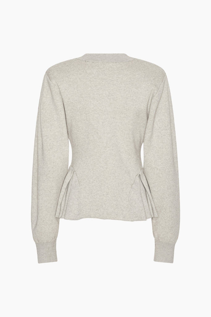 Peplum Knit Cardigan - Pumice Stone - Rotate