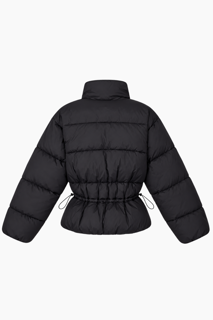 Peplum Puffer Jacket - Black - Rotate