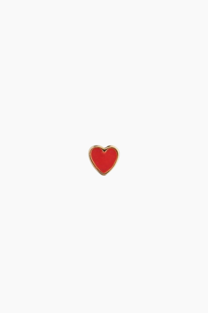 Petit Love Heart Red Coral Enamel - Gold - Stine A
