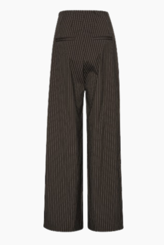 Pinstripe Wide Leg Pants - Chicory Coffee Comb - Rotate