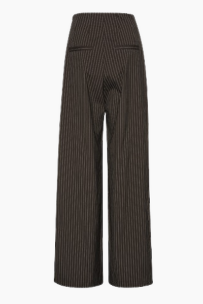 Pinstripe Wide Leg Pants - Chicory Coffee Comb - Rotate
