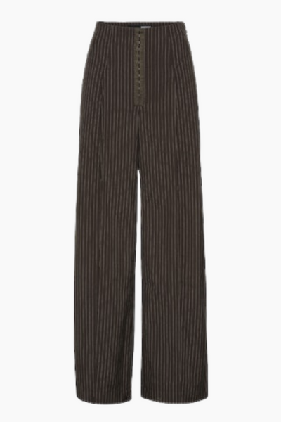 Pinstripe Wide Leg Pants - Chicory Coffee Comb - Rotate