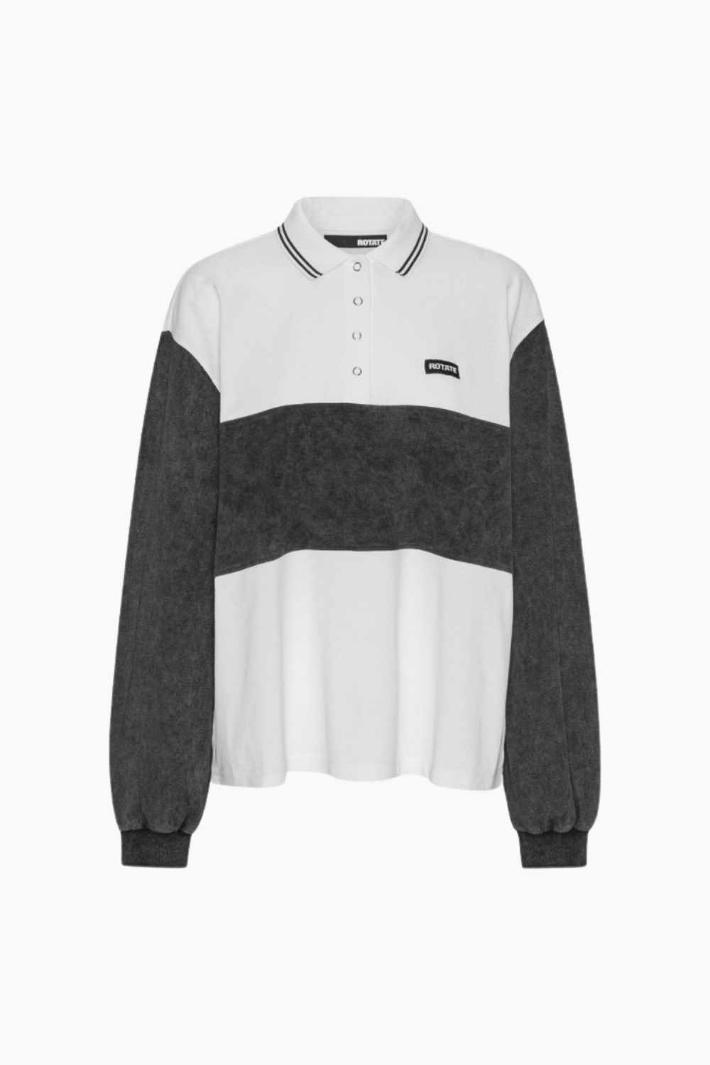 Pique Longsleeve Polo - Bright White - Rotate
