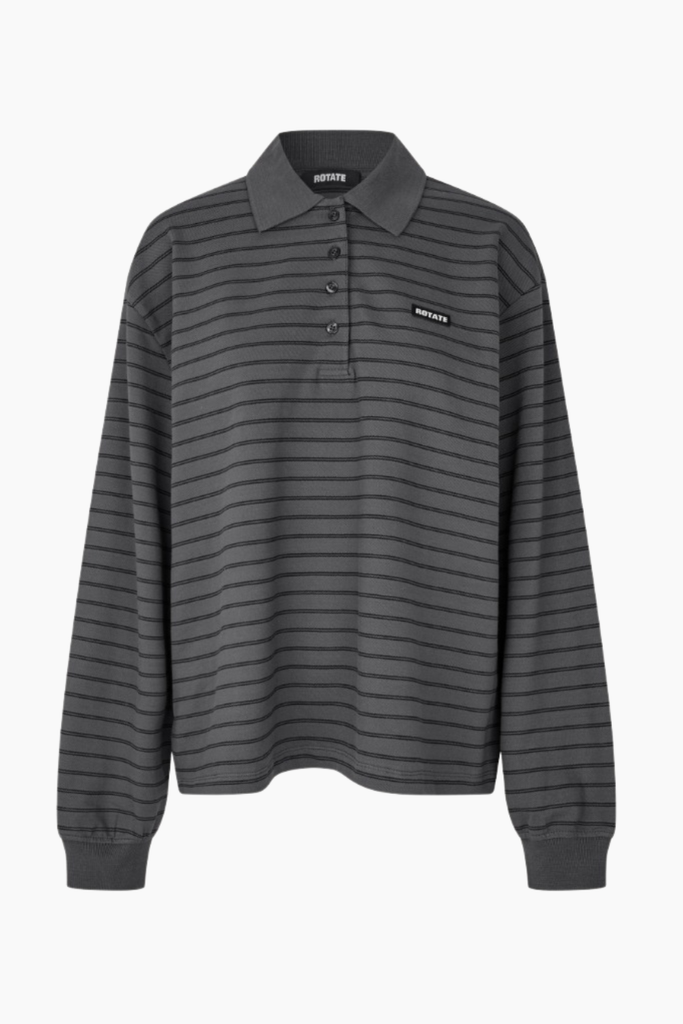 Pique Longsleeve Polo - Gray Pinstripe Comb. - Rotate