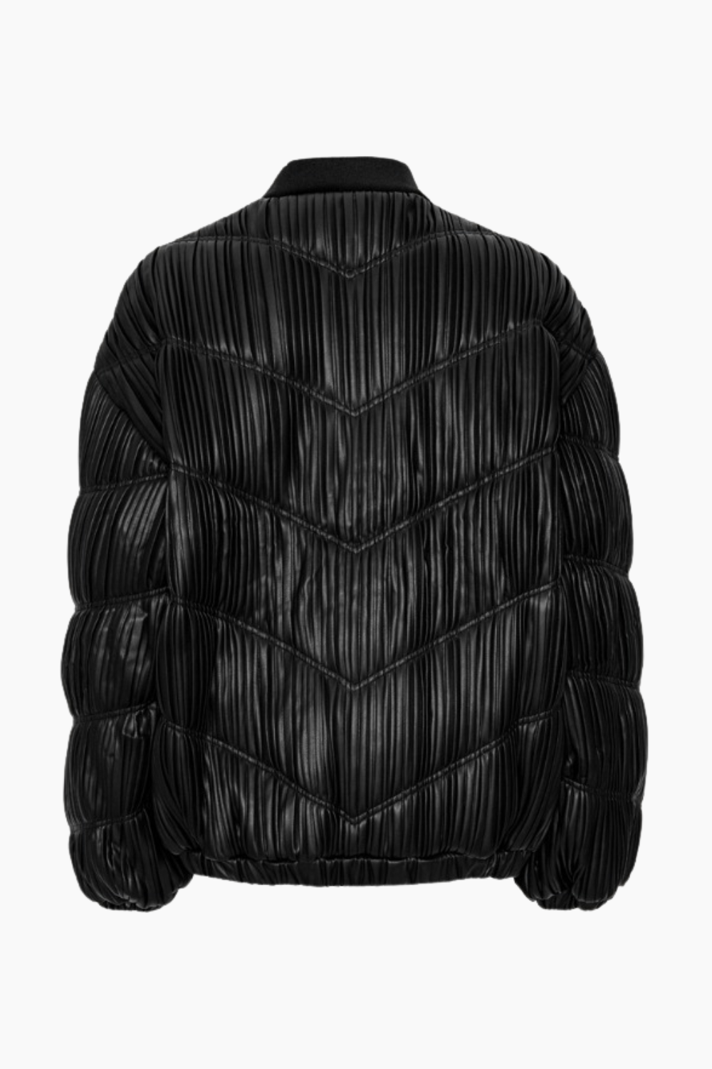 Pleated Bomber Jacket - Black - Rotate