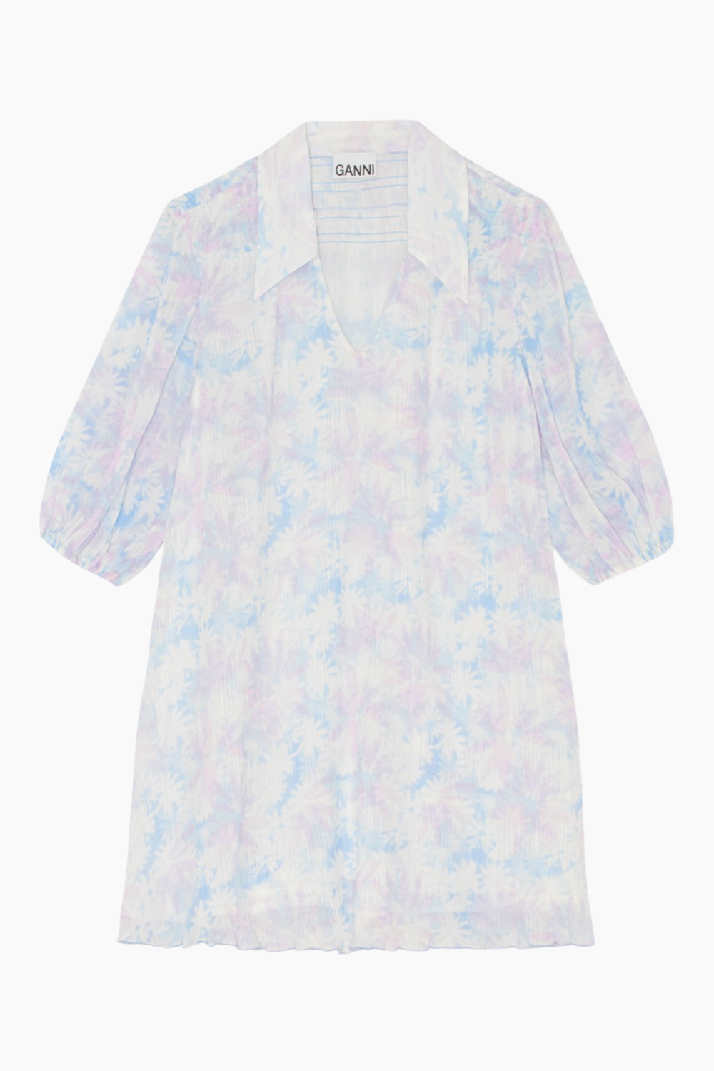 Pleated Georgette V-neck Mini Dress - Cherry Blossom - GANNI