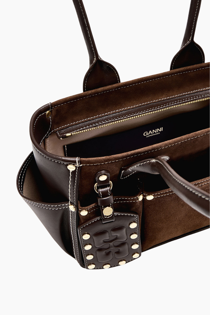 Posy Small Recycled Suede B2110076 - Chicory Coffee - GANNI