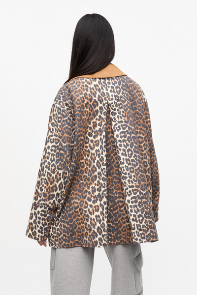 Printed Canvas Midi Jacket W0391 - Almond Milk - GANNI