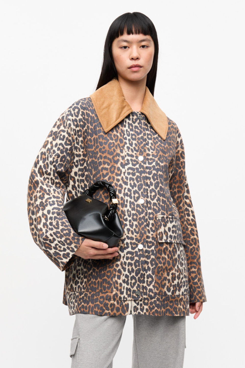 Printed Canvas Midi Jacket W0391 - Almond Milk - GANNI