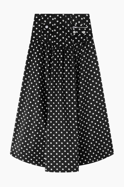 Printed Double Satin Corset Skirt A1090065 - Black - GANNI