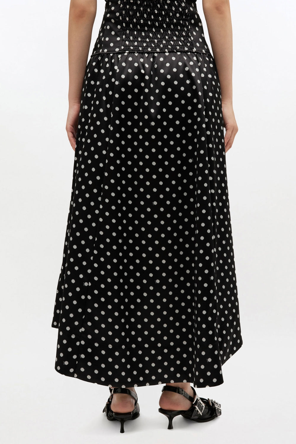 Printed Double Satin Corset Skirt A1090065 - Black - GANNI