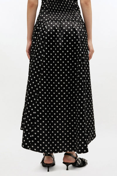 Printed Double Satin Corset Skirt A1090065 - Black - GANNI