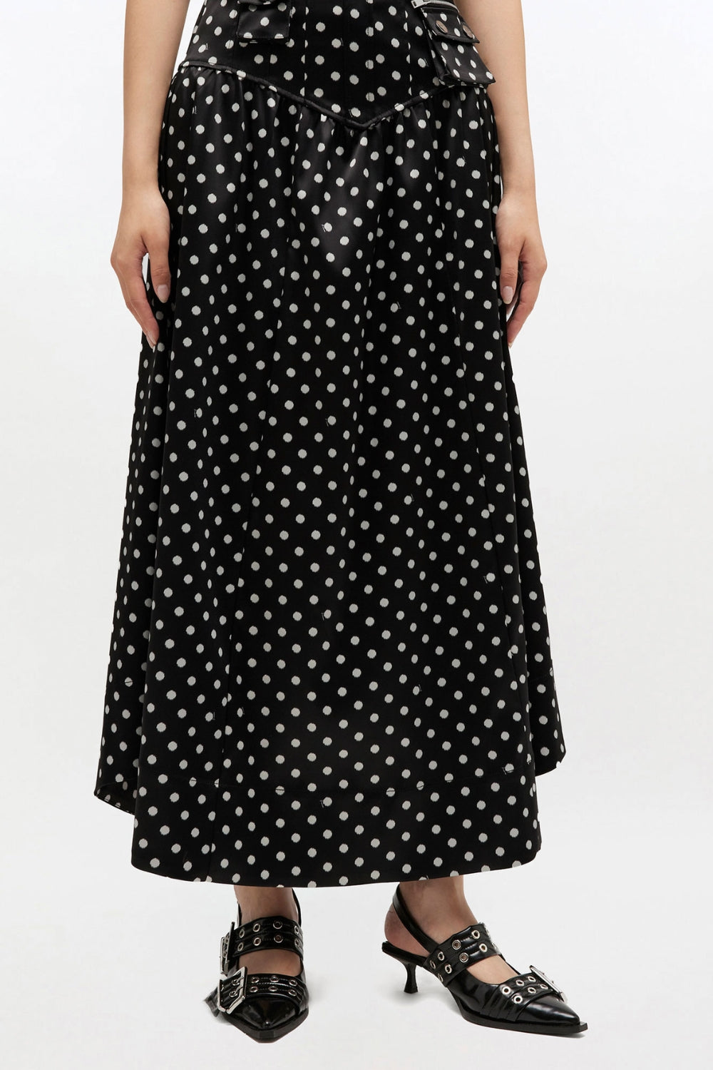 Printed Double Satin Corset Skirt A1090065 - Black - GANNI