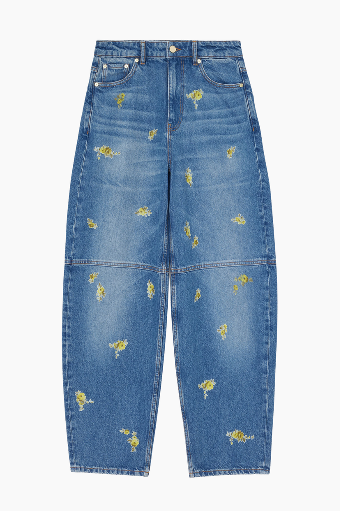Printed Flower Denim Stary Jeans A1100181 - Light Blue Vintage - GANNI