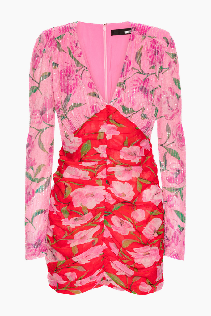 Printed Mini LS Dress - Wildeve/Prism Pink Comb. - ROTATE