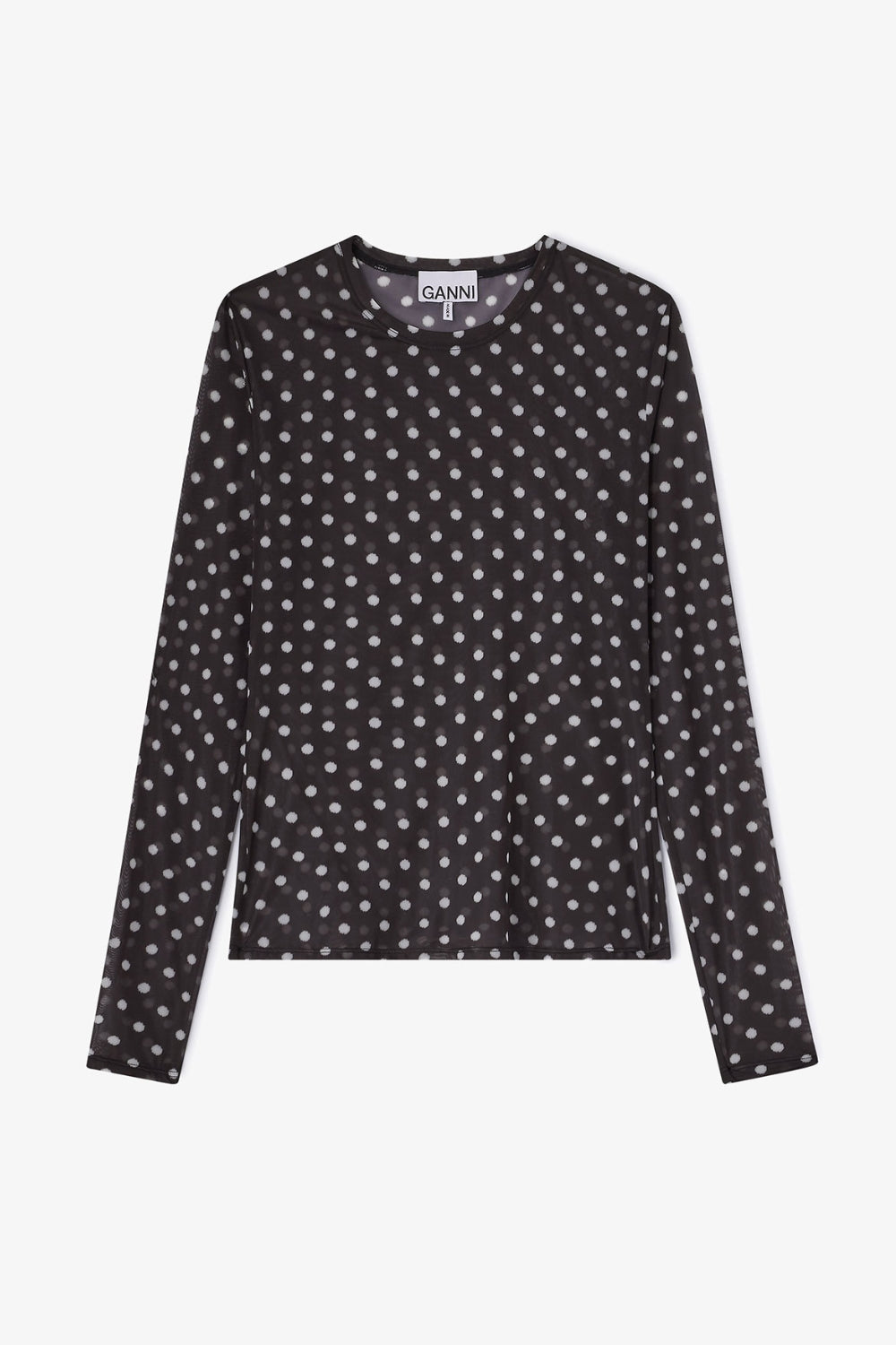 Printed Sheer Jersey Longsleeve A1040076 - Black - GANNI