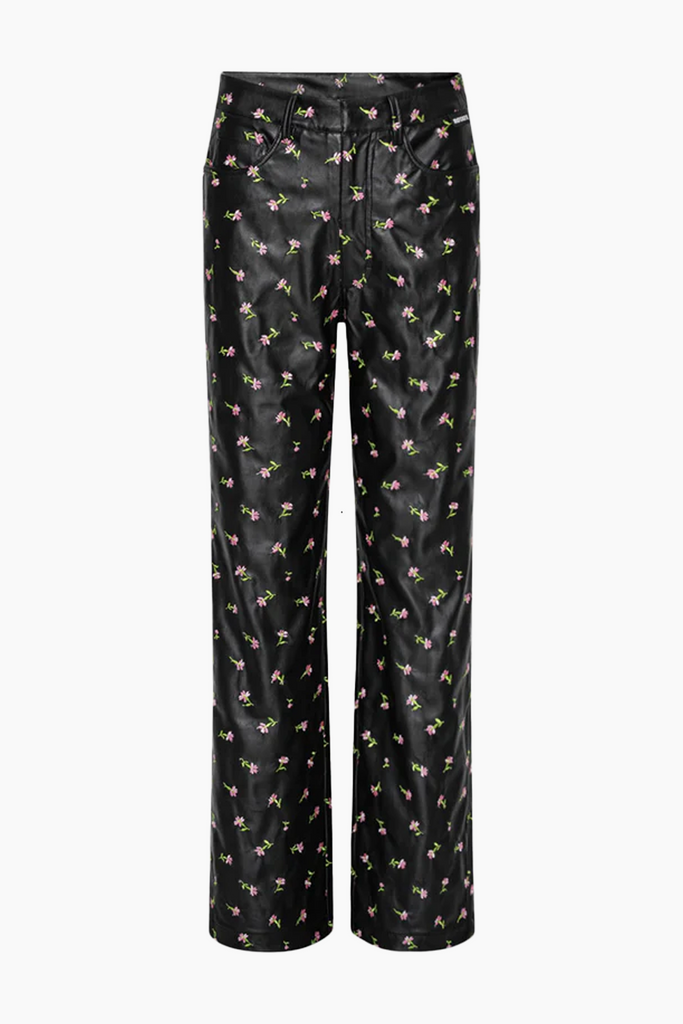 Printed Straight Pants - Tiny Pink Buttercup + Tap Shoe Comb - ROTATE