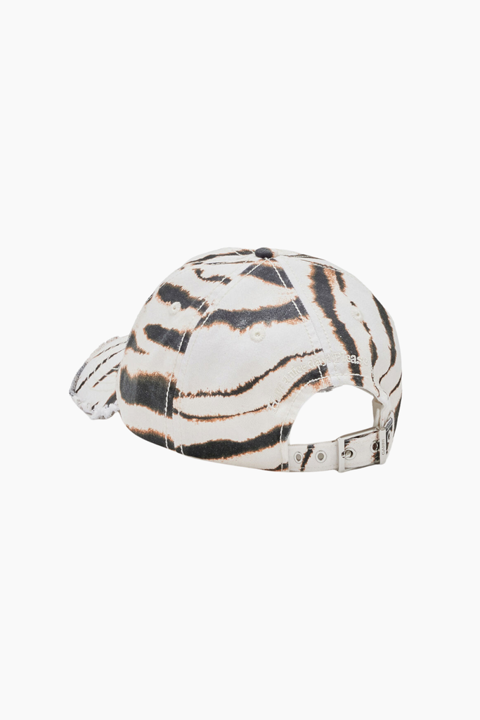 Printed Zebra Washed Cotton Canvas Cap B3020236 - Egret - GANNI