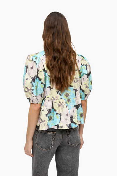 Printed Cotton Peplum Blouse W017 - Multicolour - GANNI-3