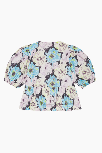 Printed Cotton Peplum Blouse W017 - Multicolour - GANNI-6