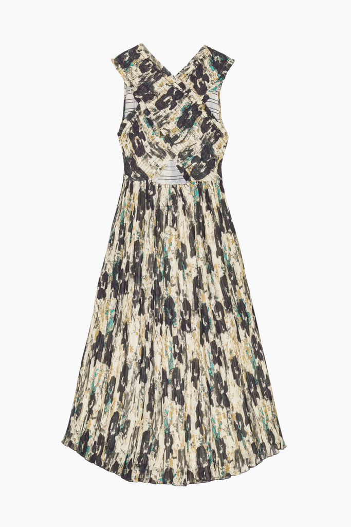 Printed Pleats Smock Midi Straps Dress W0209 - Afterglow - GANNI