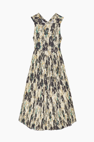 Printed Pleats Smock Midi Straps Dress W0209 - Afterglow - GANNI