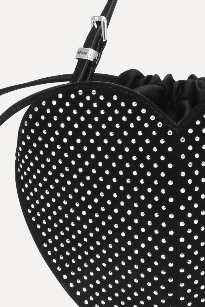 Rhinestone Heart Bag - Black - Rotate
