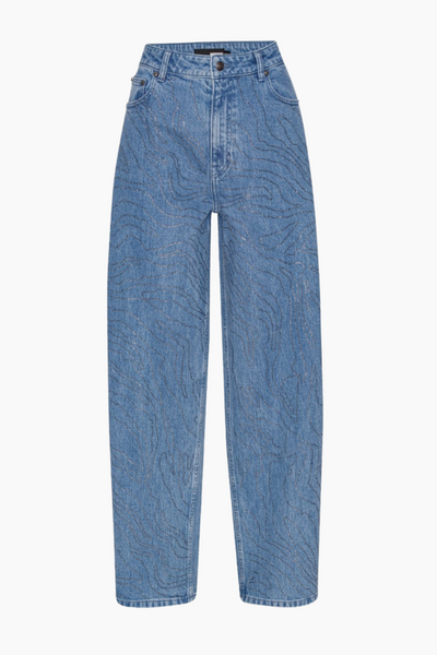 Rhinestone Wide Leg Jeans - Light Blue Denim - ROTATE