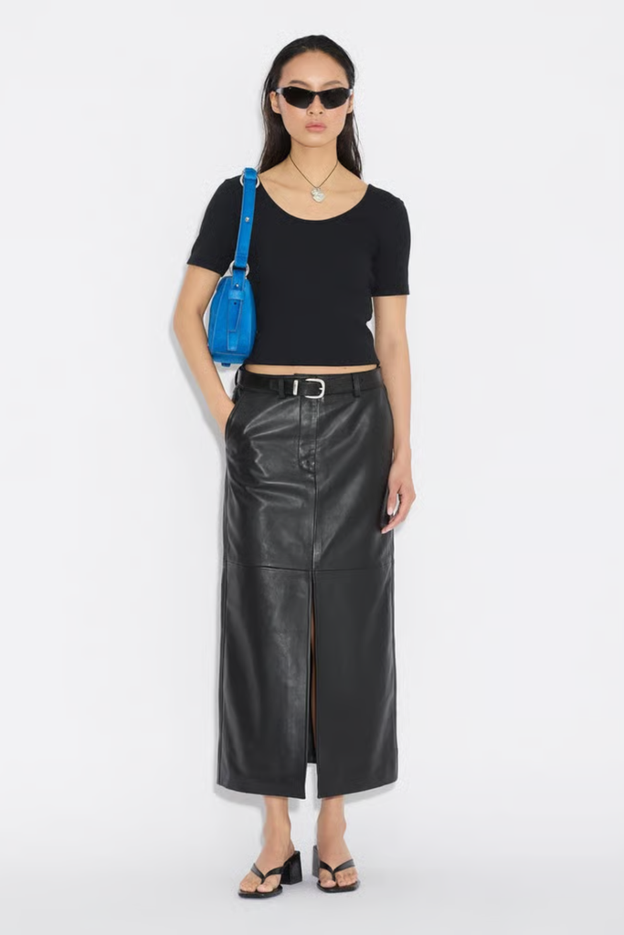 Rib Open Neck Tee - Black - Holzweiler